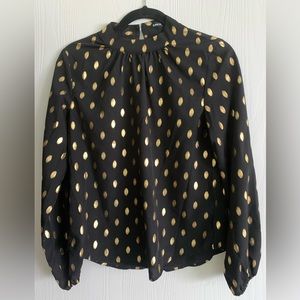 Gently used Shein Womens black and gold blouse sz S /4